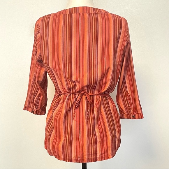 Columbia V Neck Orange Striped Top - Picture 3 of 12
